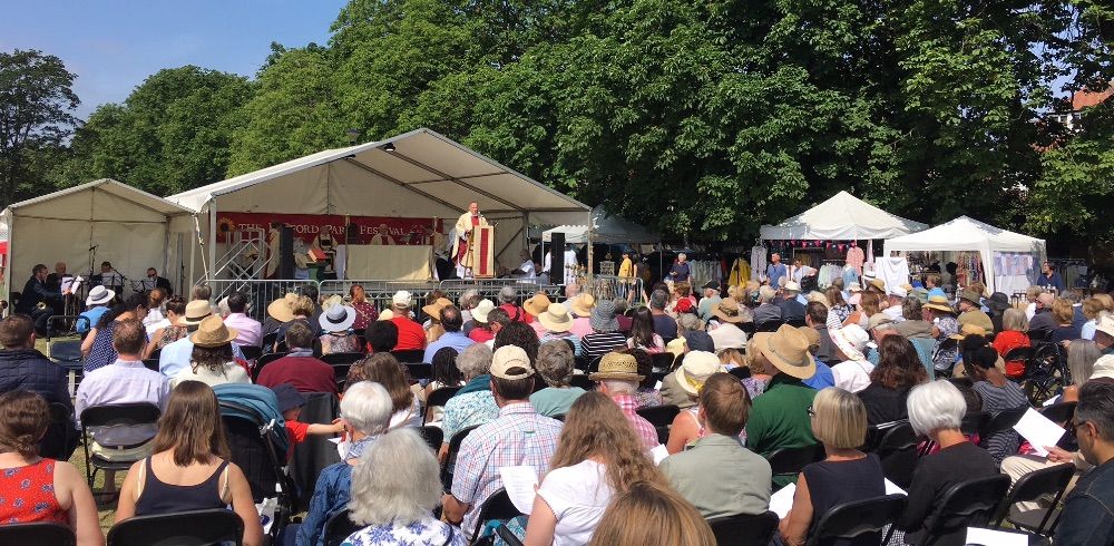 A capacity crowd for the Mass on the Green: St Michael & All Angels Church has organised the Festival for 57 years: Green Days weekend is its church fete.